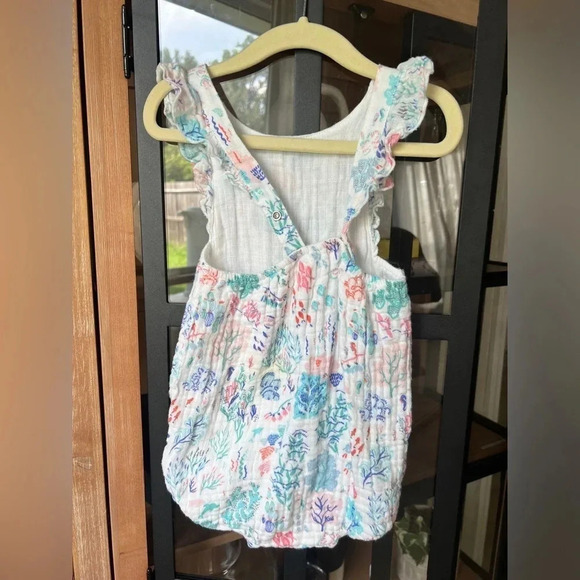 Angel Dear muslin romper toddler baby girl under the sea ruffles bubble snaps - Picture 2 of 7